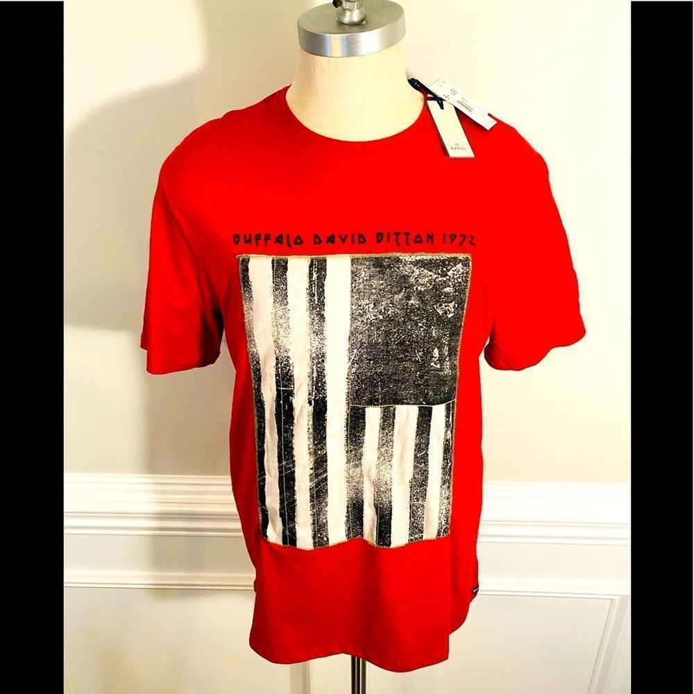 STUNNING! Buffalo David Bitton Sleeve Arandano Rojo Tee(90) - Picture 1 of 11